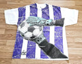 Vintage 90s All Over Print Soccer Futbol Shirt In Excess World Cup XL Unisex