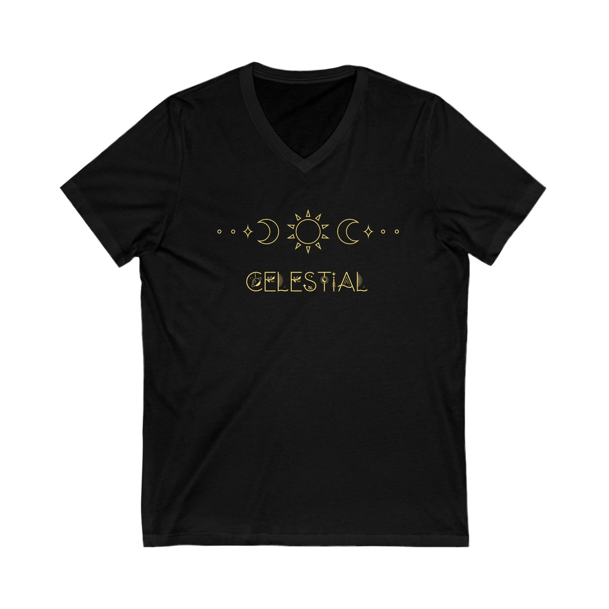 Celestial Boho T-Shirt, Sun Moon Stars Tee, V-Neck Shirt, Graphic Tee, Hippie