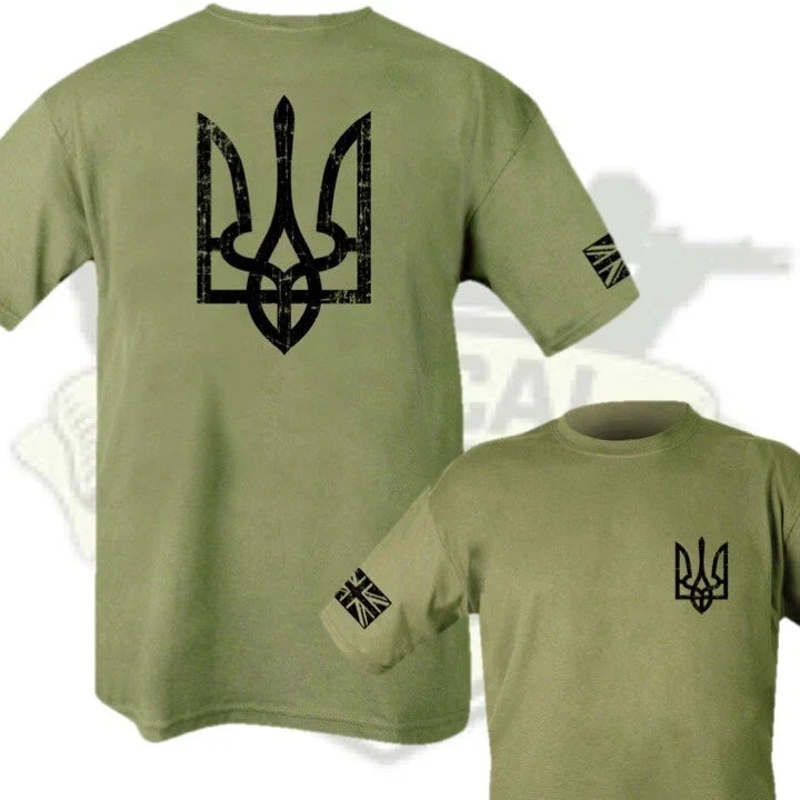 UKRAINE TRIDENT ARMY MENS S-2XL Ukrainian ARMY ZELENSKYY EMBLEM Unisex