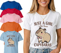 Just A Girl Who Loves Capybaras Women Kids T Shirt Funny Cute Capybara Gift Tee Unisex
