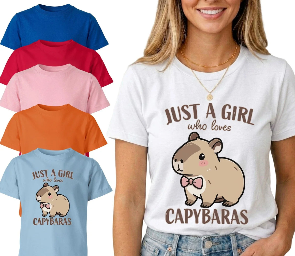Just A Girl Who Loves Capybaras Women Kids T Shirt Funny Cute Capybara Gift Tee Unisex