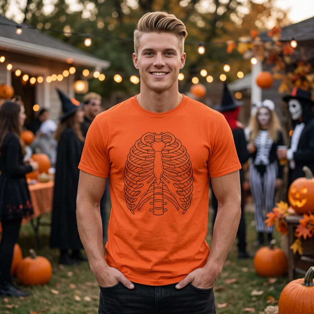 Anatomical Rib Cage T-Shirt | Halloween Skeleton Chest Illustration