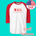 AIA American Institute Of Architects Men's Raglan White Red Size S to 2XL Unisex