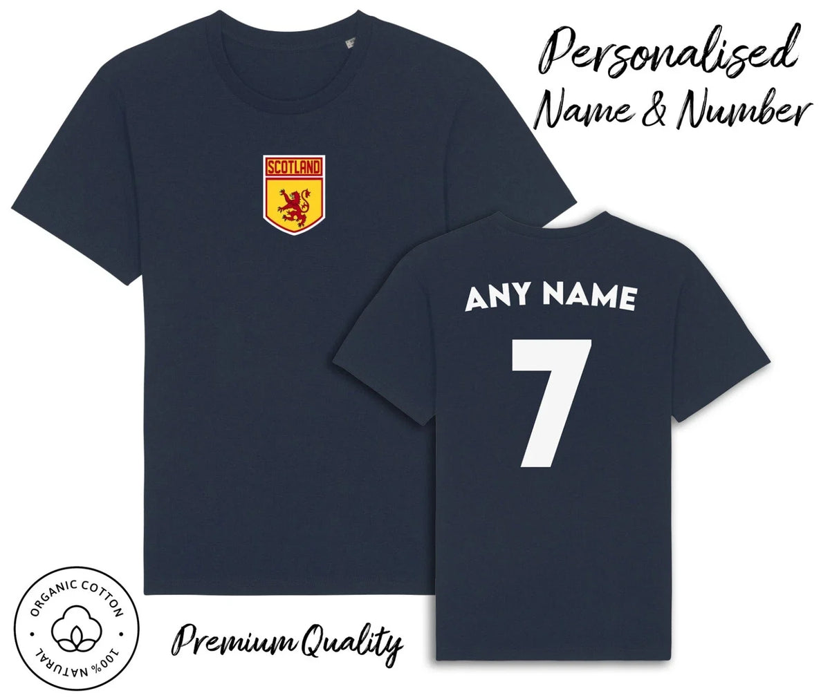 Scotland Flag 2026 Personalised Name & No Adult Kids Baby, Football Euro Unisex