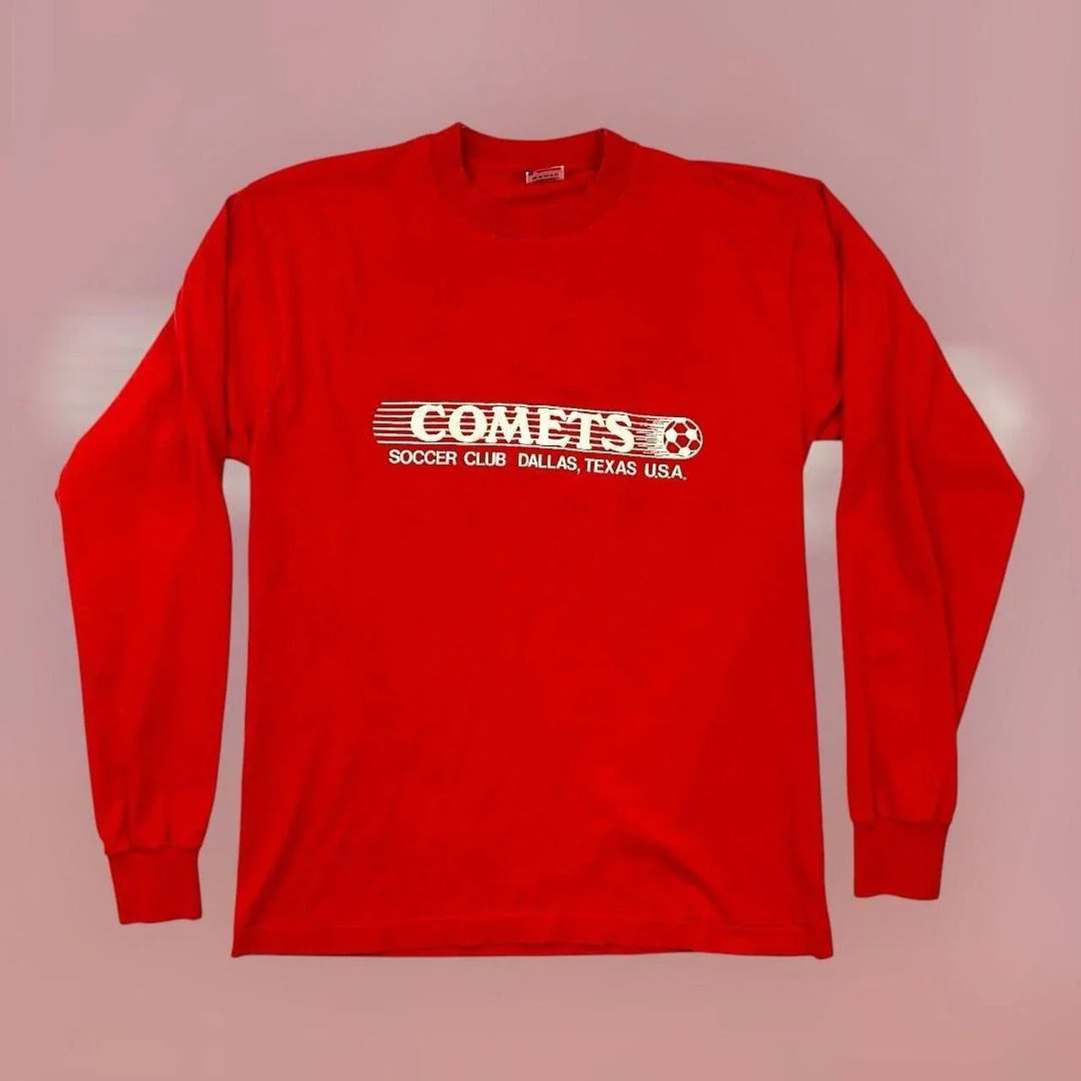 VTG FOTL 90s Dallas Texas Comets Soccer Futbol Club T Shirt Adult L Red Faded Unisex