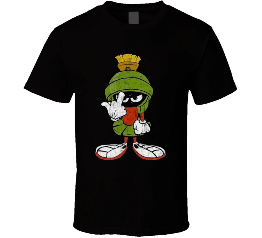 Marvin The Martian Middle Finger Flipping The Bird Looney Toons Worn Look T Shir