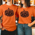Pumpkin T-Shirt Women Halloween Vibes Autumn Pumpkin Top Cozy Spooky Tee T-2041