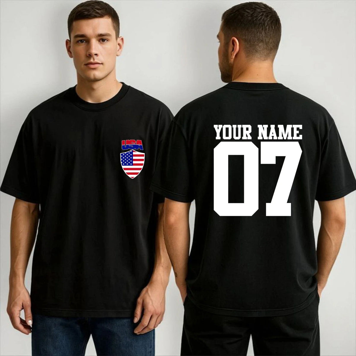 Personalized Team USA Custom Name Number Football Supporters Fans Top Unisex