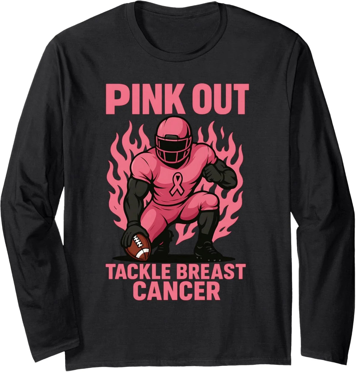 Pink Out Tackle Football Breast Cancer Support Long Sleeve Unisex