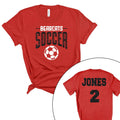 Custom Personalized Glitter Soccer Team Mom Design Unisex Soft Jersey T Shirt Unisex