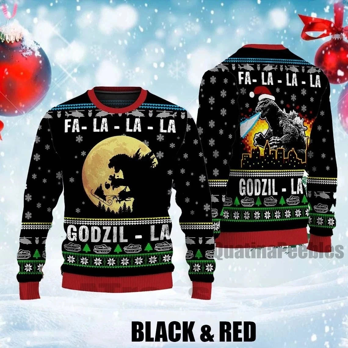 Godzilla Ugly Christmas Sweater, Funny King of the Monsters Ugly Sweater