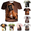 Casual Women Men 3D Print Short Sleeve Tee Tops Animal Homme Boxer Dog Unisex