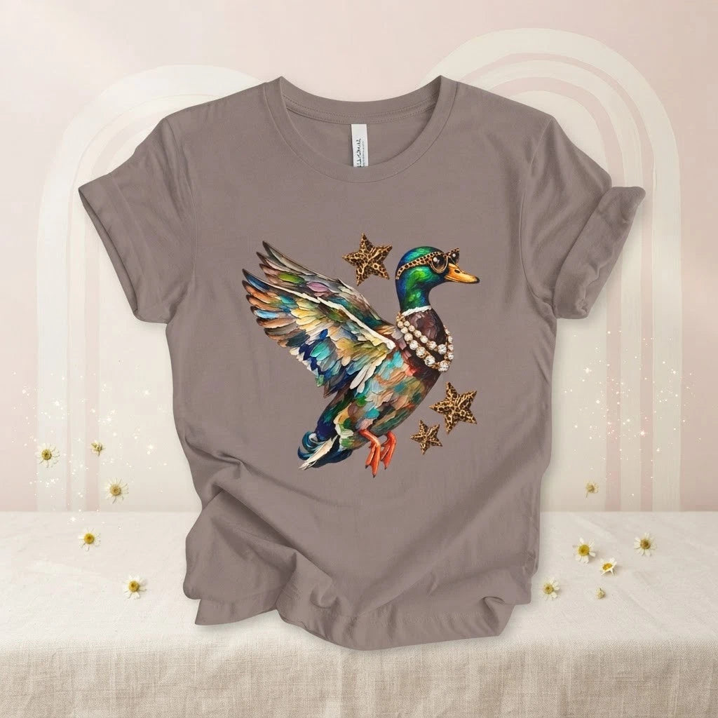 Colorful Mallard Duck T-Shirt | Watercolor Duck with Stars