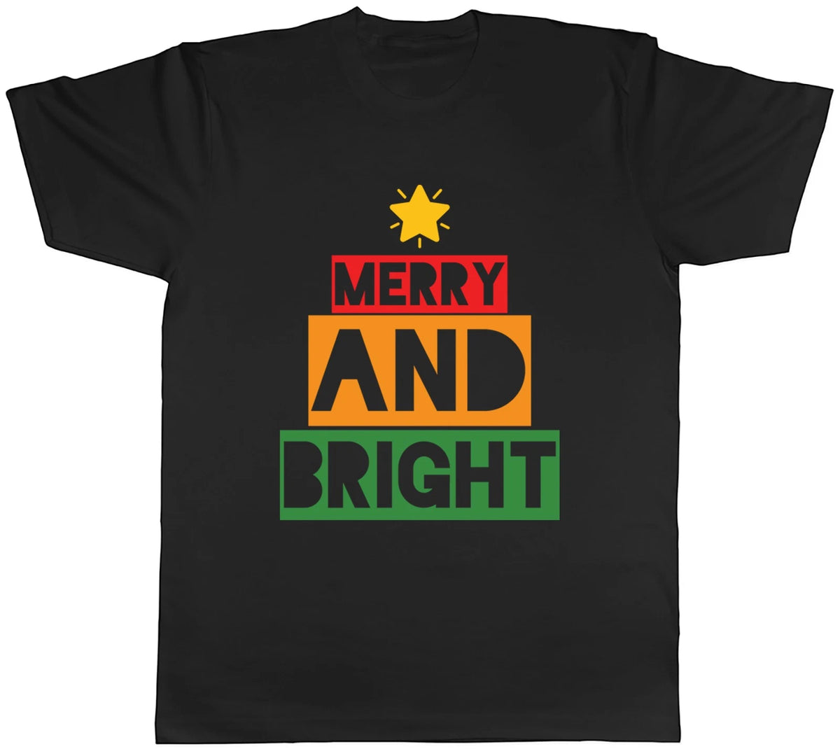 Merry and Bright Christmas Xmas Festive Tree Mens T-Shirt Tee Gift Top