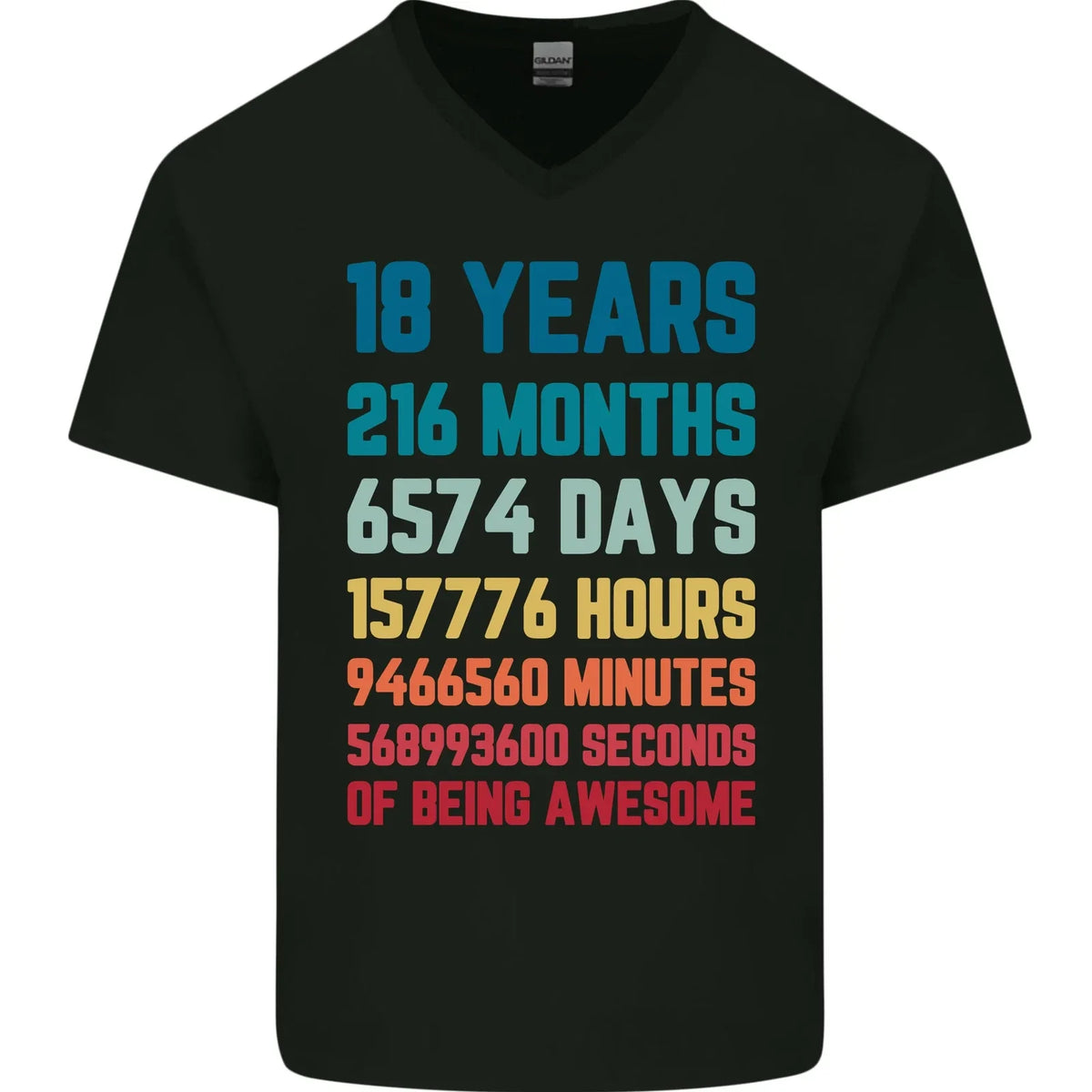 18th Birthday 18 Year Old Mens V-Neck Cotton Unisex