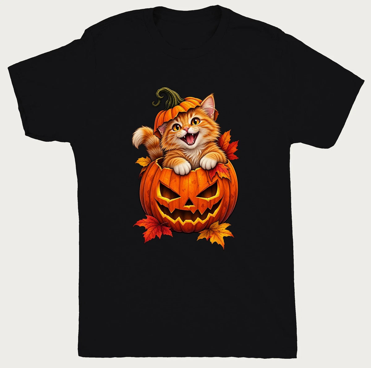 Cat T Shirt Halloween Pumpkin Patch Pounce Painterly