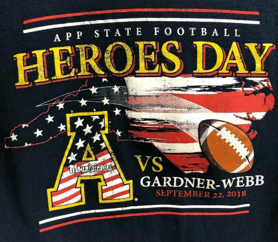 Appalachian State vs Gardner-Webb Heroes Day Medium Football Gameday Shirt 2018 Unisex