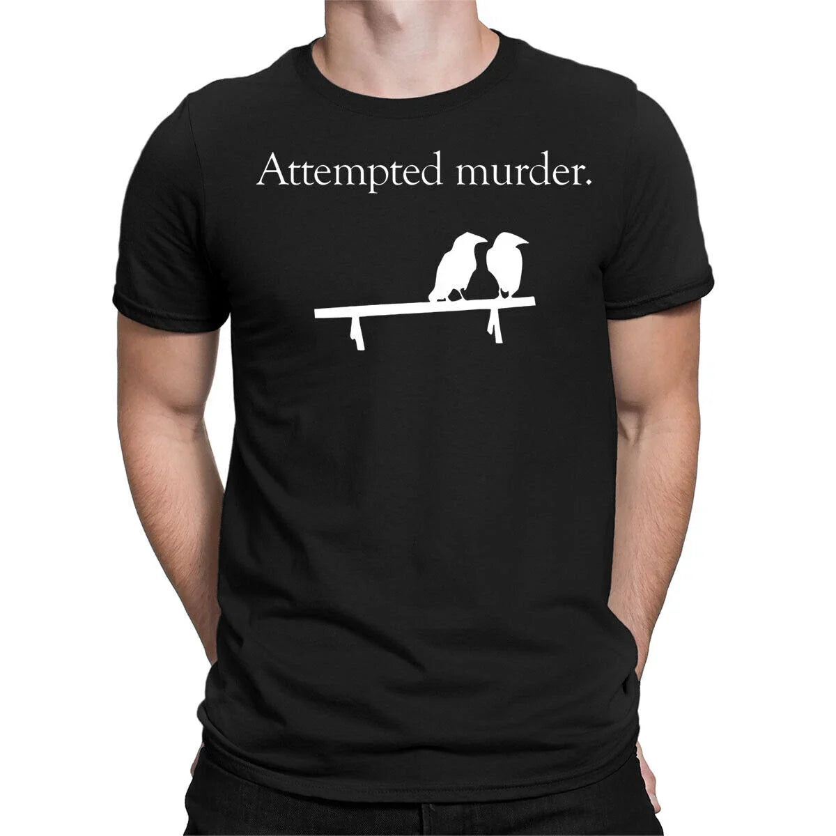 Attempted Murder Funny Bird Animal Meme Joke Humor Novelty Mens s Top#6ED Unisex