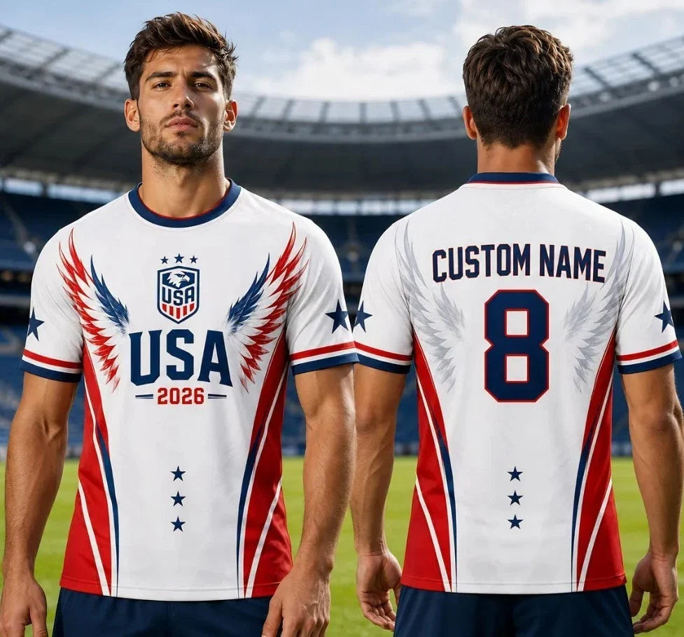 USA 2026 Custom Tshirt, Personalized Name Number Football Shirt Unisex