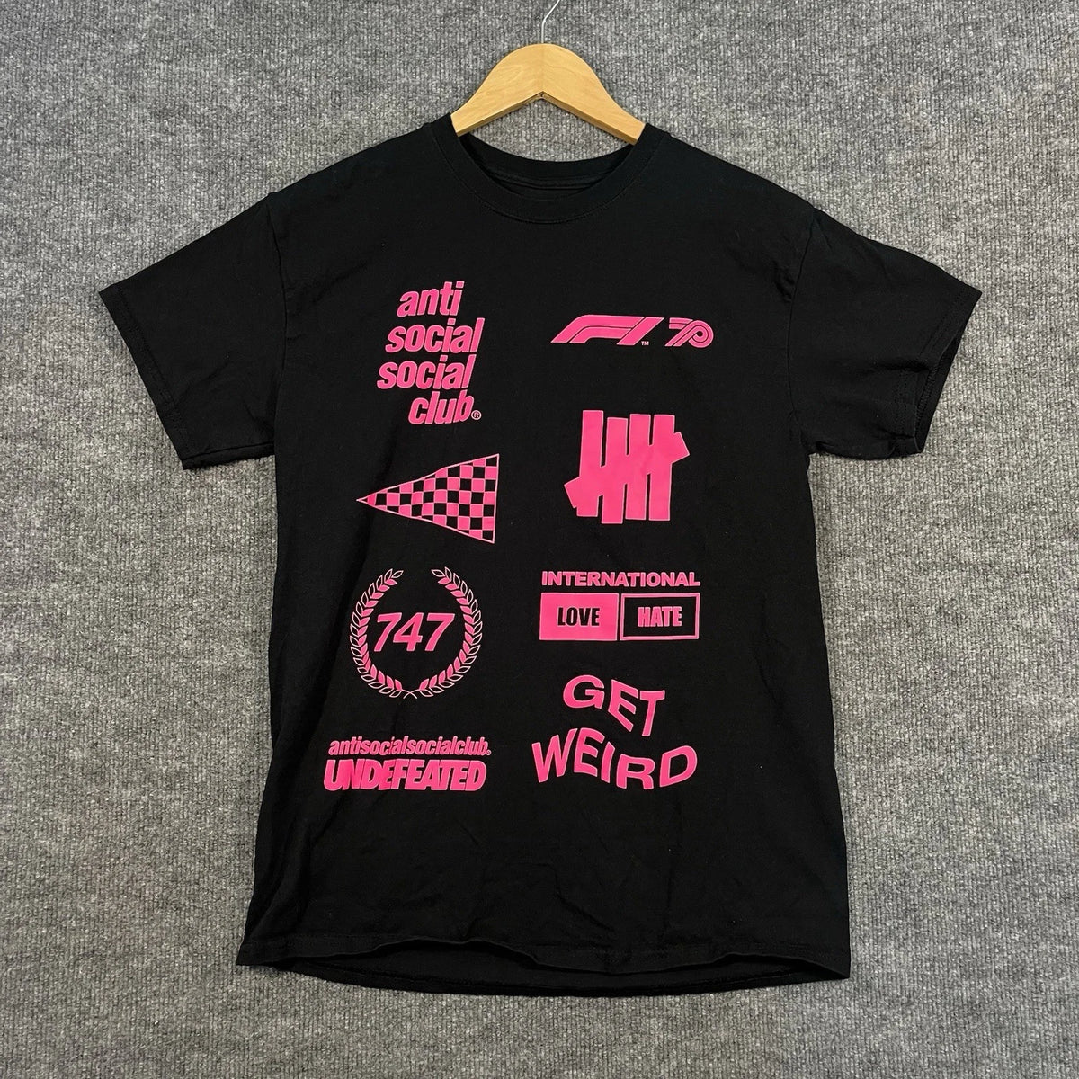 Anti Social Social Club x Undefeated Formula 1 F1 T-Shirt Black Mens Medium ASSC