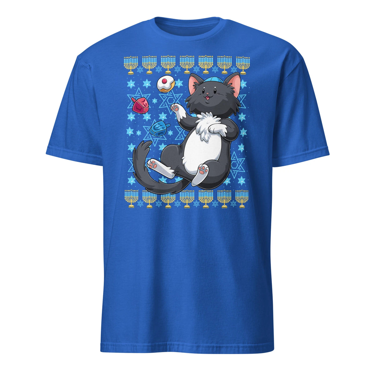 Hanukkah Cat Shirt Jewish Dreidel Chanukah Menorah Cat T-Shirt Size S-3XL Gift