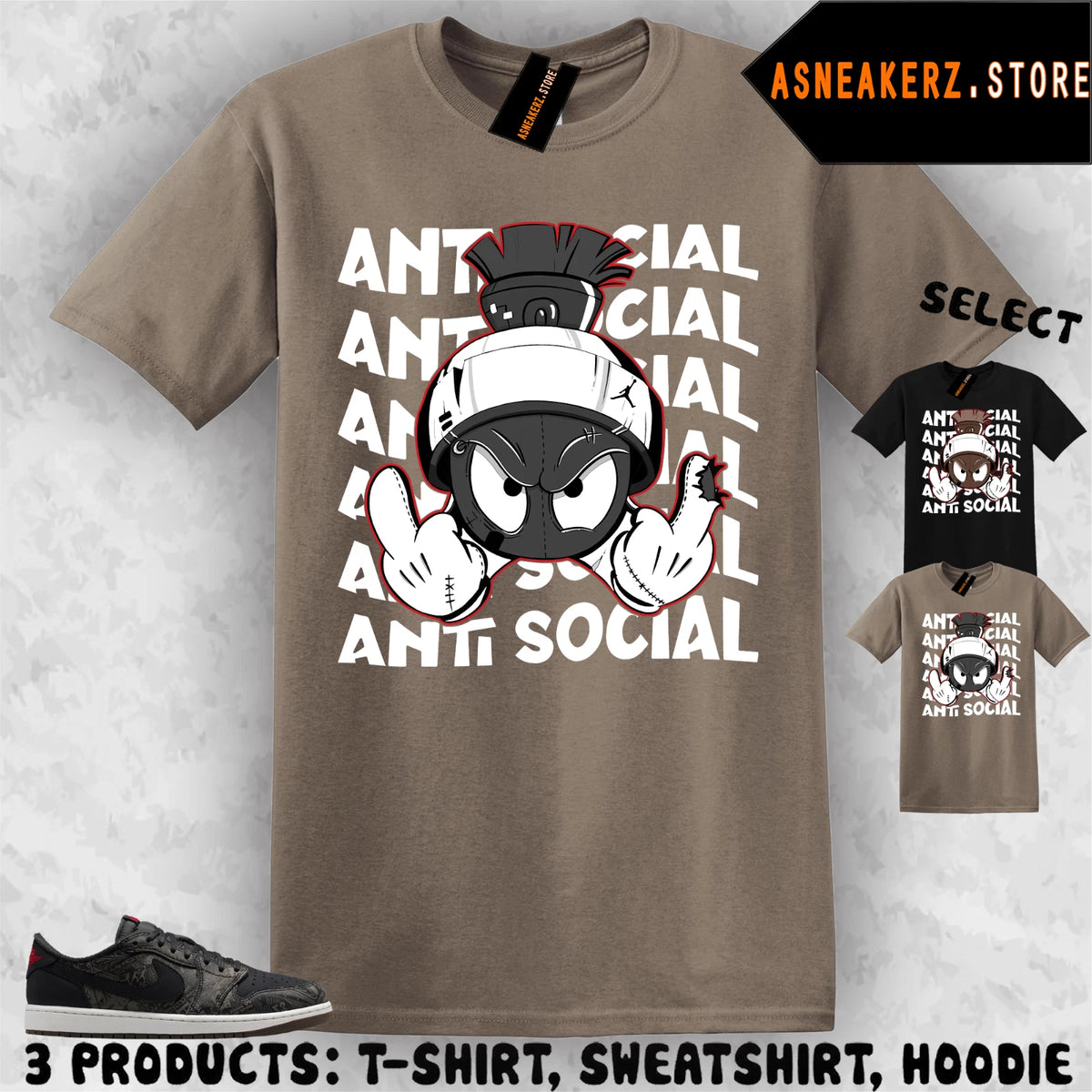 Tee Shirt Matching AJ 1 Low OG Laser 2026 Match Sneaker Anti Social Marvin