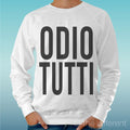 Felpa Man Light Sweater White " Odio Tutti " Road To Happiness Unisex