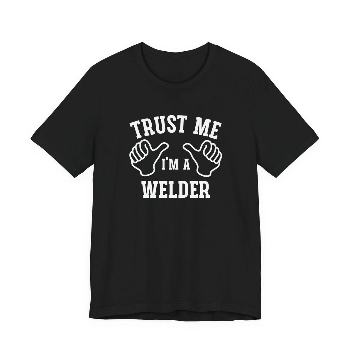 Welder Humor Pointing Hands Fabricator Metal Pipeline Blue Collar T-Shirt