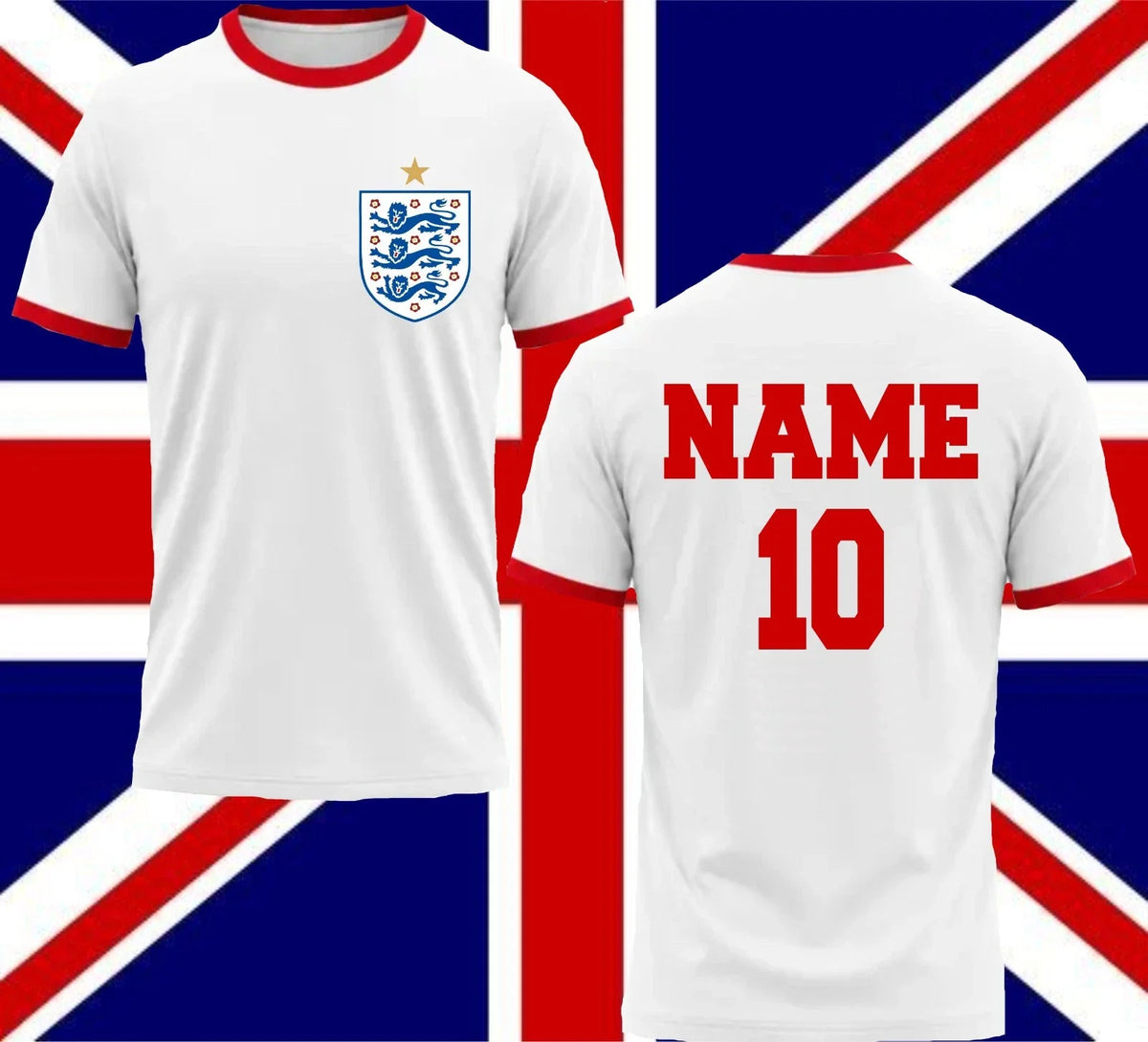 Personalised England Soccer Tshirt, England Soccer Ringer shirt, England Cup Tee Unisex