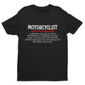 MOTORCYCLIST Dictionary Definition Funny Biker T Shirt Gift Idea Motorbike Lover Unisex