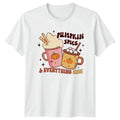 Pumpkin Spice & Everything Nice Womens T-Shirt Cozy Vibes Autumn Gift