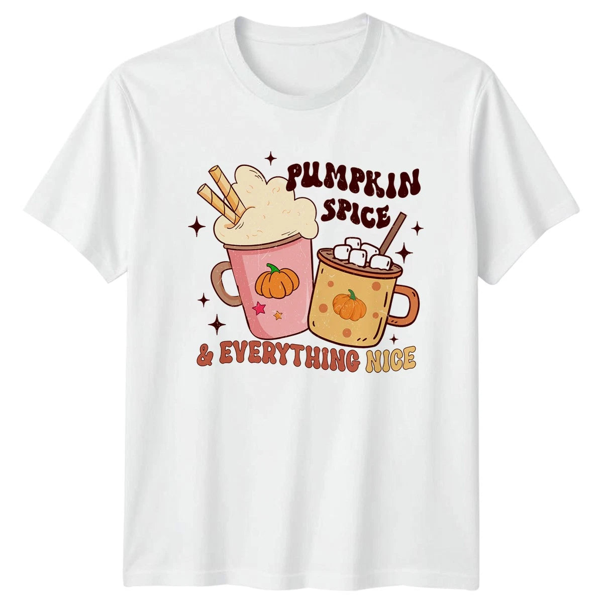 Pumpkin Spice & Everything Nice Womens T-Shirt Cozy Vibes Autumn Gift