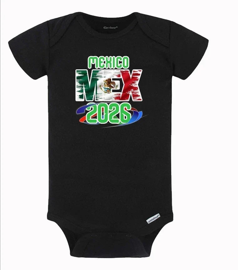 Personalized Mexico World Cup 2026 Baby Bodysuit Soccer Country Flag Fan Outfit Unisex