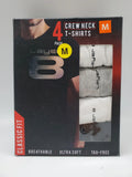 LAYER8 Classic 4Pc Crew Neck S-XL T Shirt Tag-Free Soft Cotton Black/Gray/White Unisex