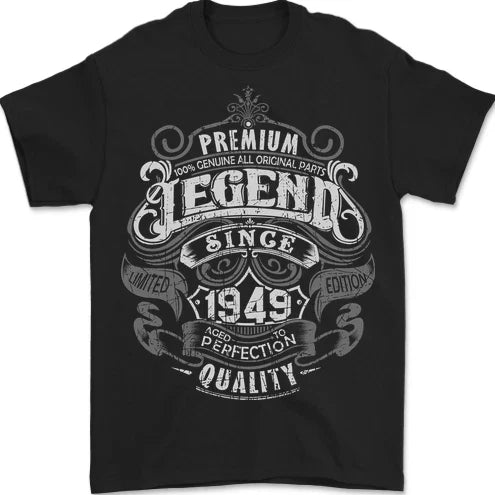 Premium Legend 77th Birthday 1949 Mens 100% Cotton Unisex
