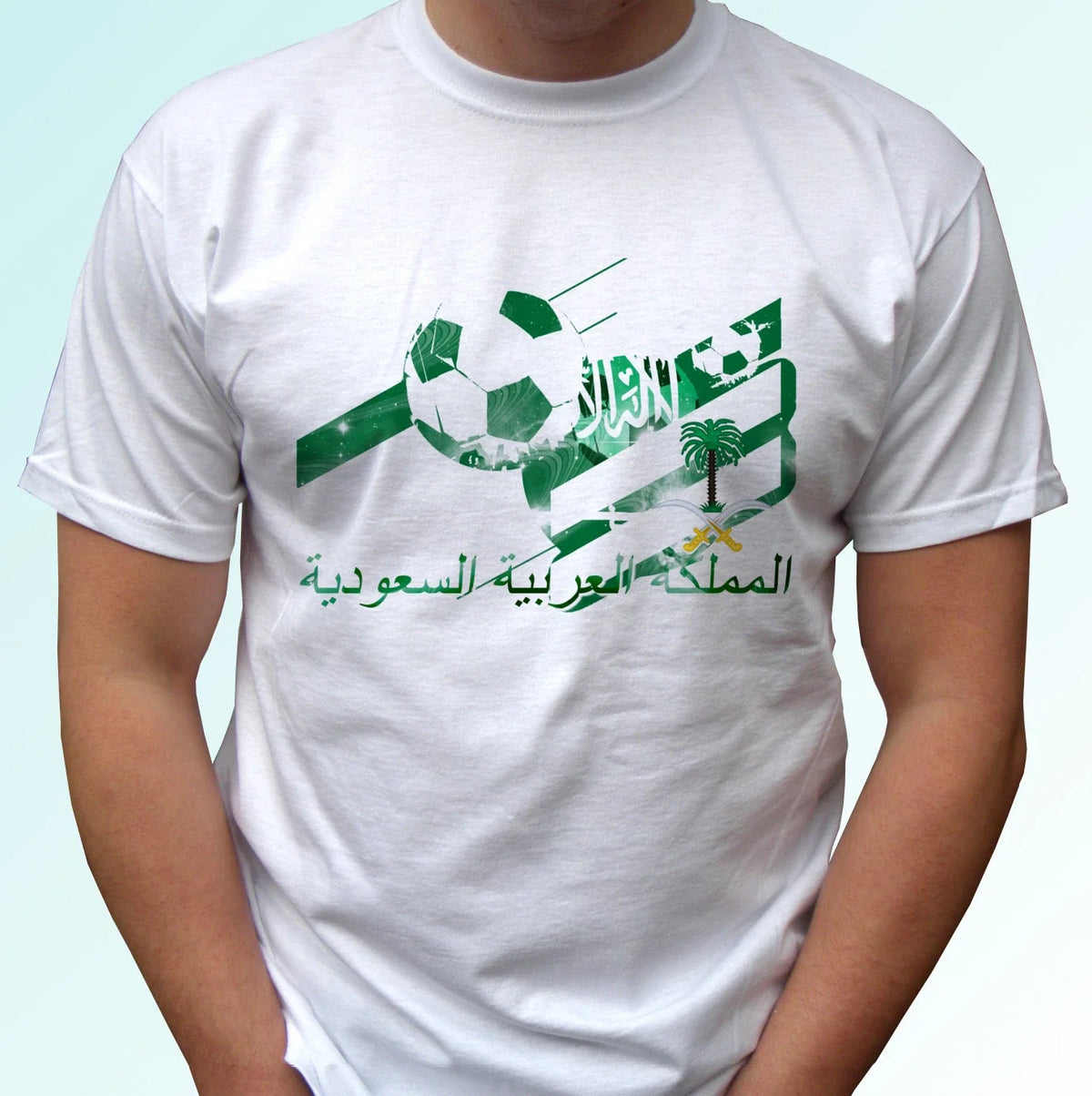 Saudi Arabia football flag white t shirt soccer tag gift cup top tee all sizes Unisex