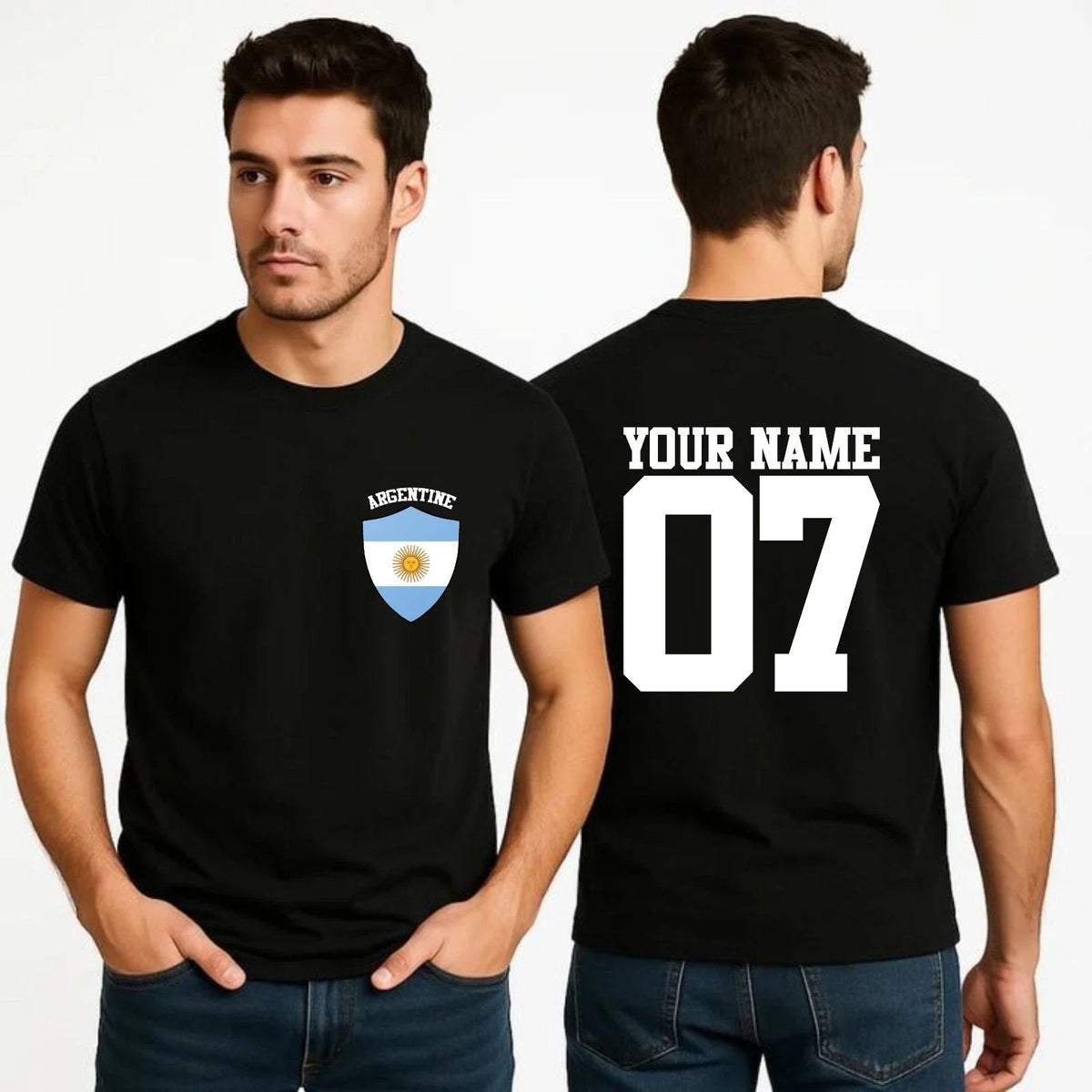 Personalized Team Argentina Your Name Number Football Supporters Fan Top Unisex