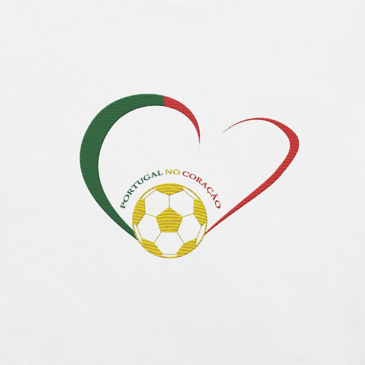 Soccer White Portugal Heart Embroided World Cup Premium Tee Shirt 2026 Unisex