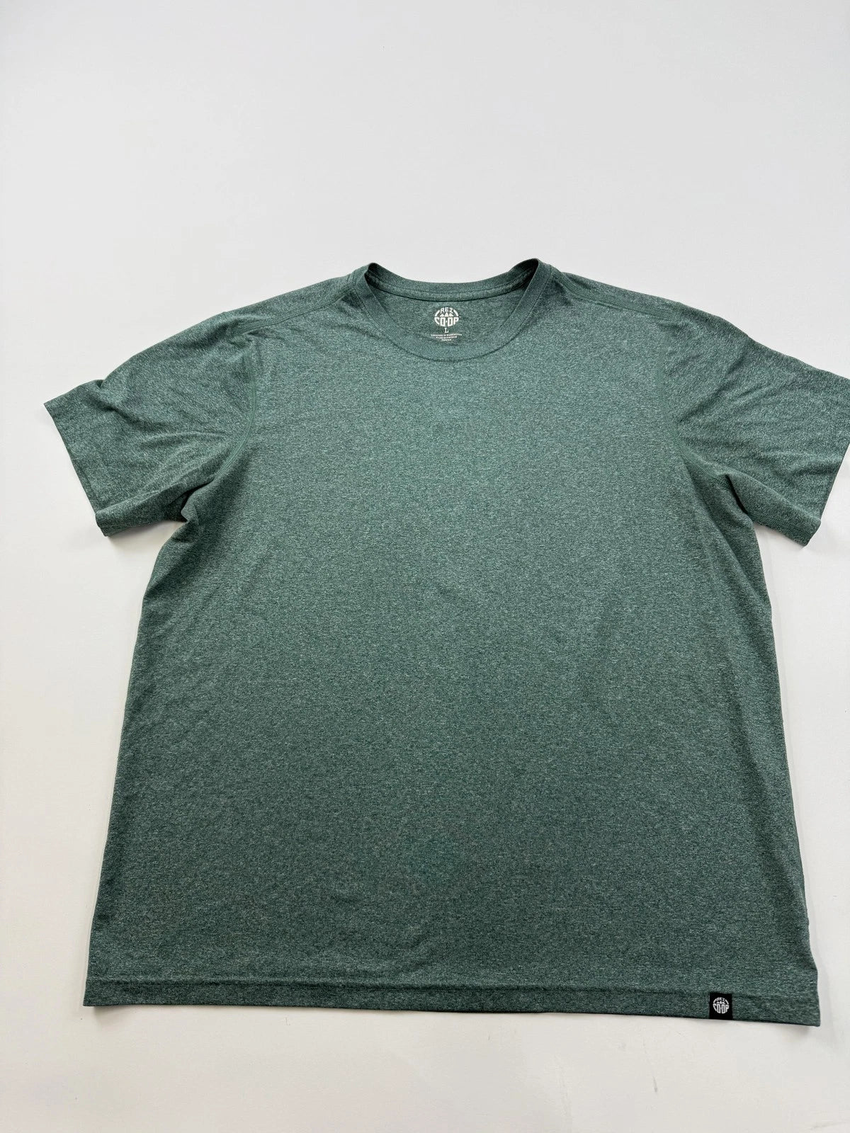 REI Shirt Mens Large Green Solid Tagless Tee Crewneck Hiking Outdoor Co-op