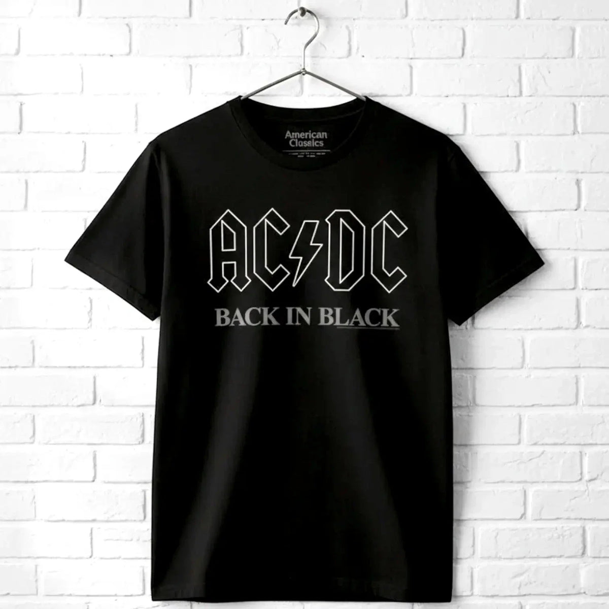 ACDC Back in Black Vintage Album Cover Men's T Shirt Metal Rock Band Concert Top Unisex