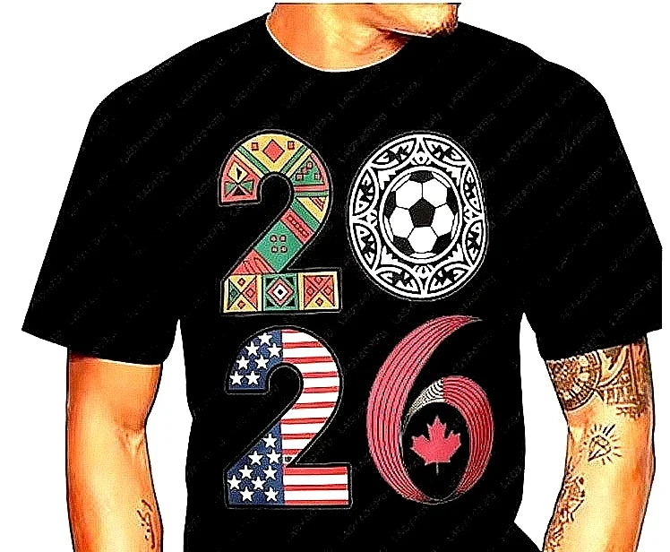 World Cup 2026 T Shirt USA Canada Mexico Flag Old Football Black Fashion Unusual Unisex