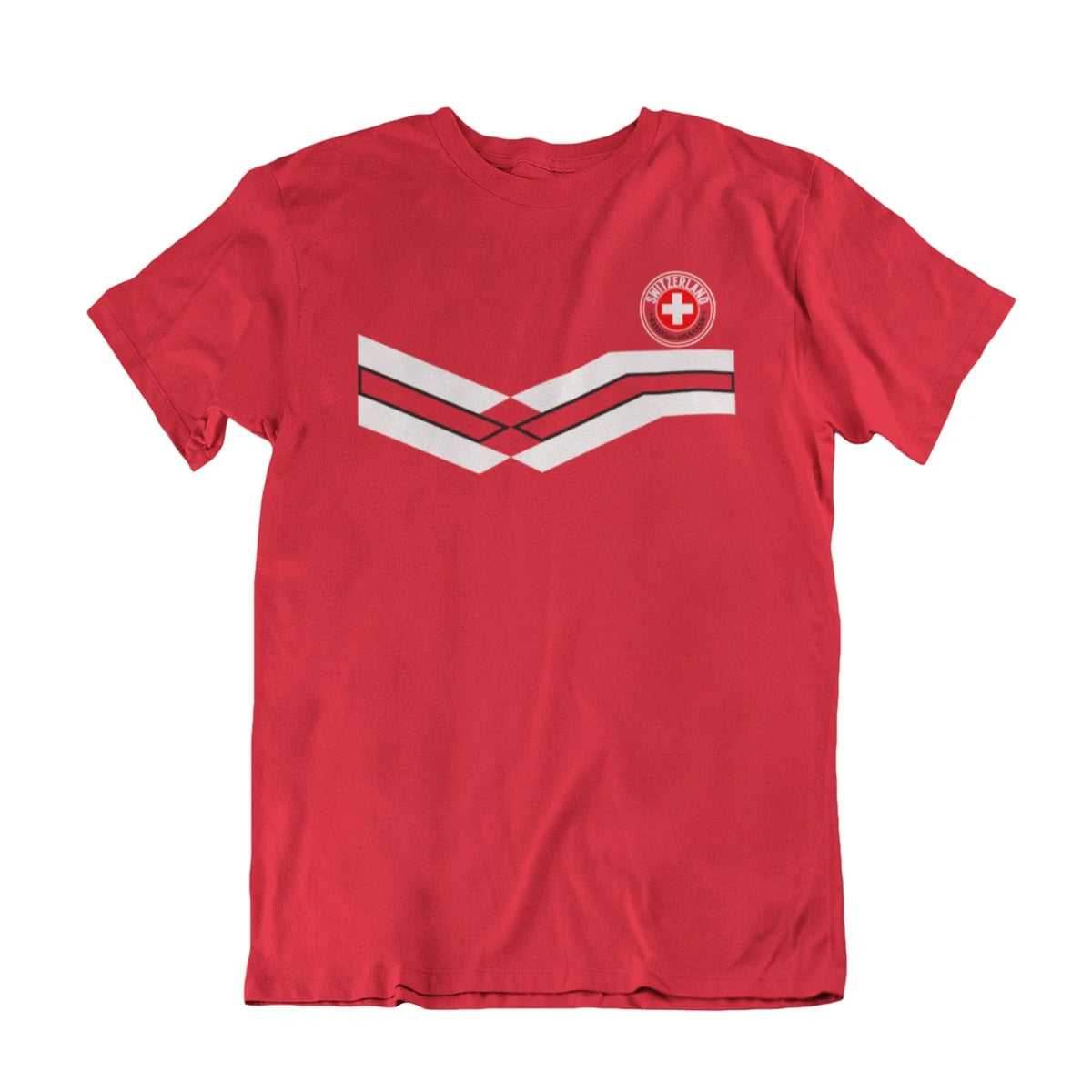 Mens SWITZERLAND Retro Strip Style Football Tee 2026 World Cup Kit FLag Unisex
