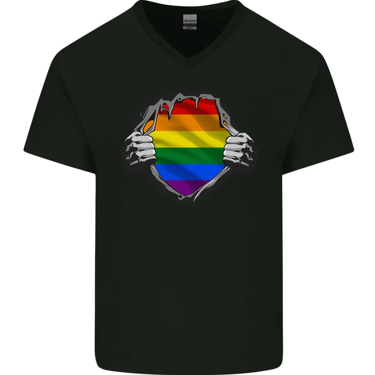 LGBT Rainbow Colours Pride Awareness Day Mens V-Neck Cotton Unisex