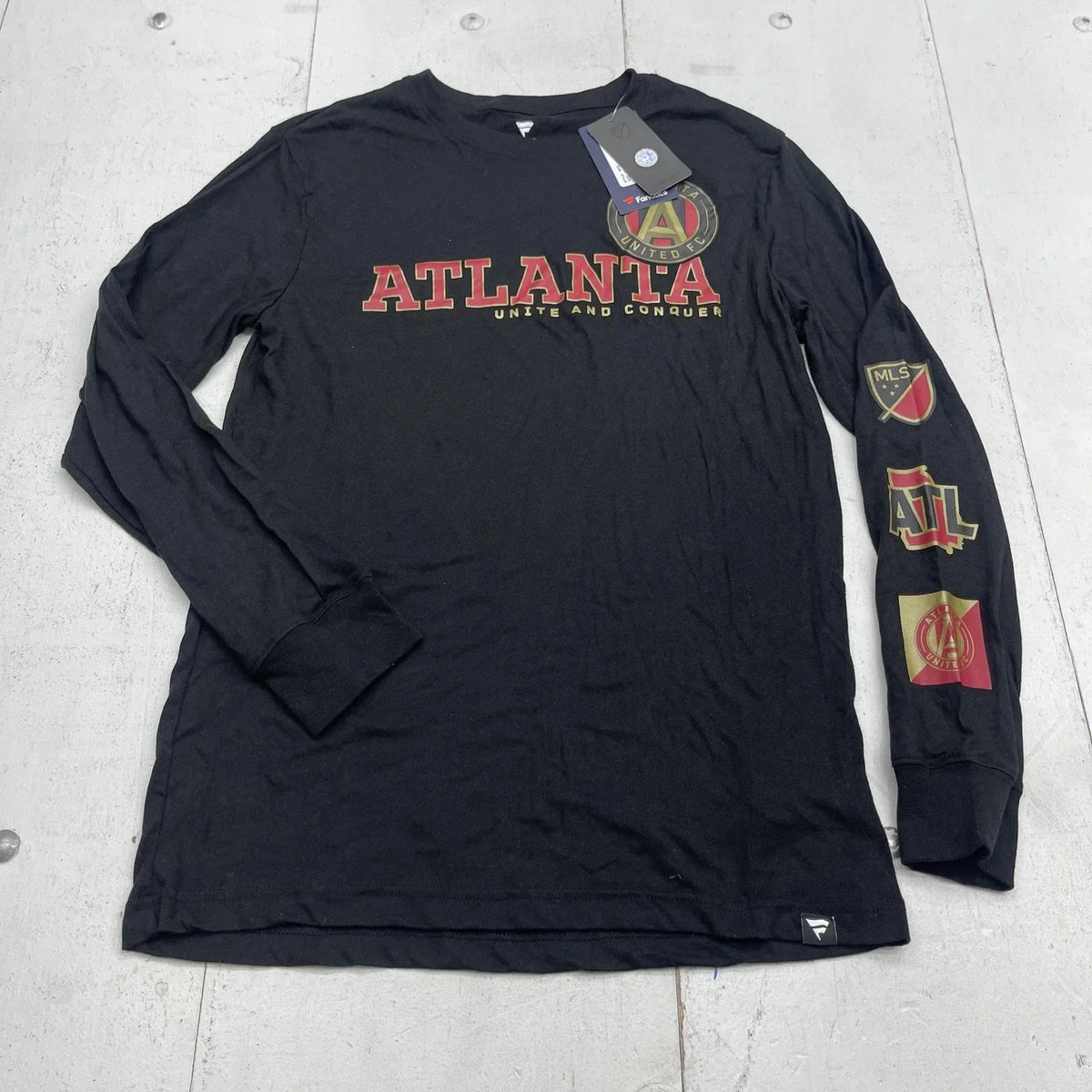Atlanta United FC Shirt Mens Medium Black MLS Soccer Long Sleeve Top Fanatics Unisex