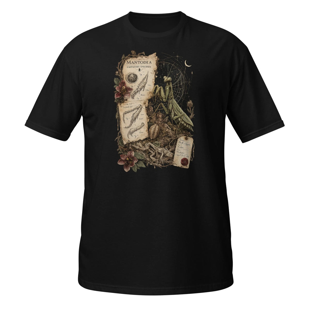 Mantodea Praying Mantis T-Shirt Gothic Entomology Dark Academia Specimen Art