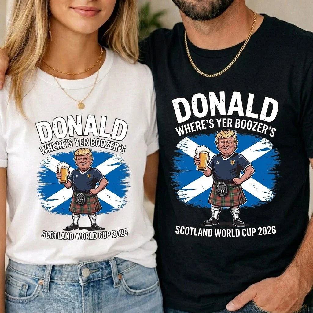 Donald Where's Yer Boozer's 2026 Unisex Kids T Shirt Scotland World Cup Tee Gift Unisex