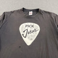 Vintage 90s Pick Jesus T-Shirt Mens Large Black Sun Faded Distressed Grunge Punk