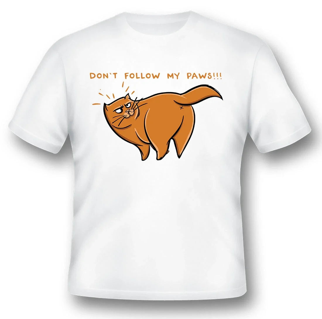 Dont follow my paws cat kitten funny black or white Tee Unisex