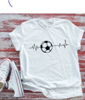 Soccer Ball Heartbeat White Short Sleeve Unisex