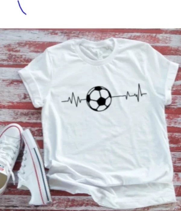 Soccer Ball Heartbeat White Short Sleeve Unisex